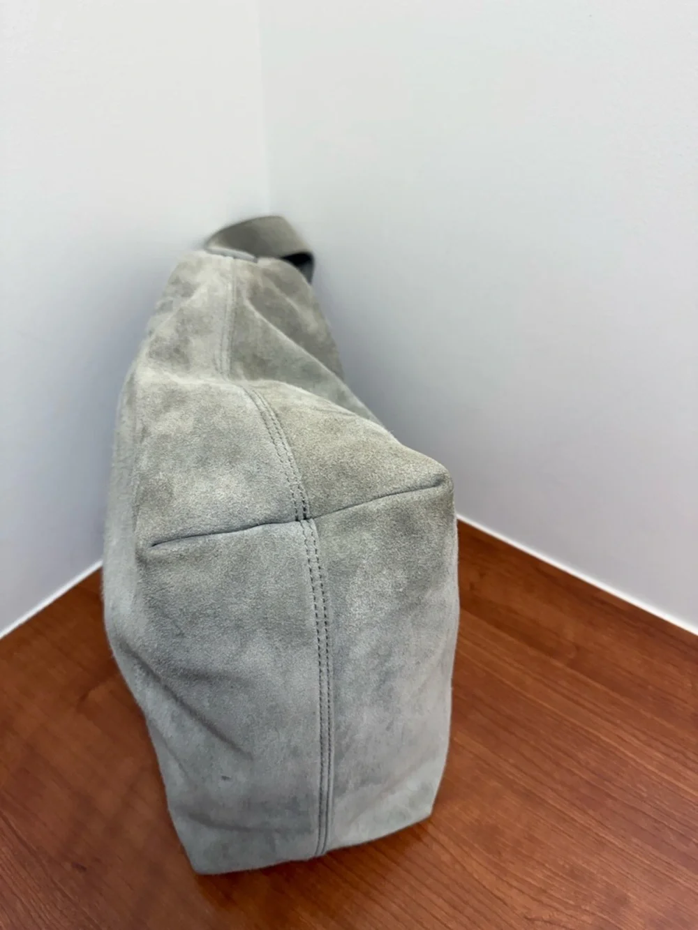 Margot New York Kaye LARGE Bucket Suede Leather Tote Bag :Gray Tan EUC